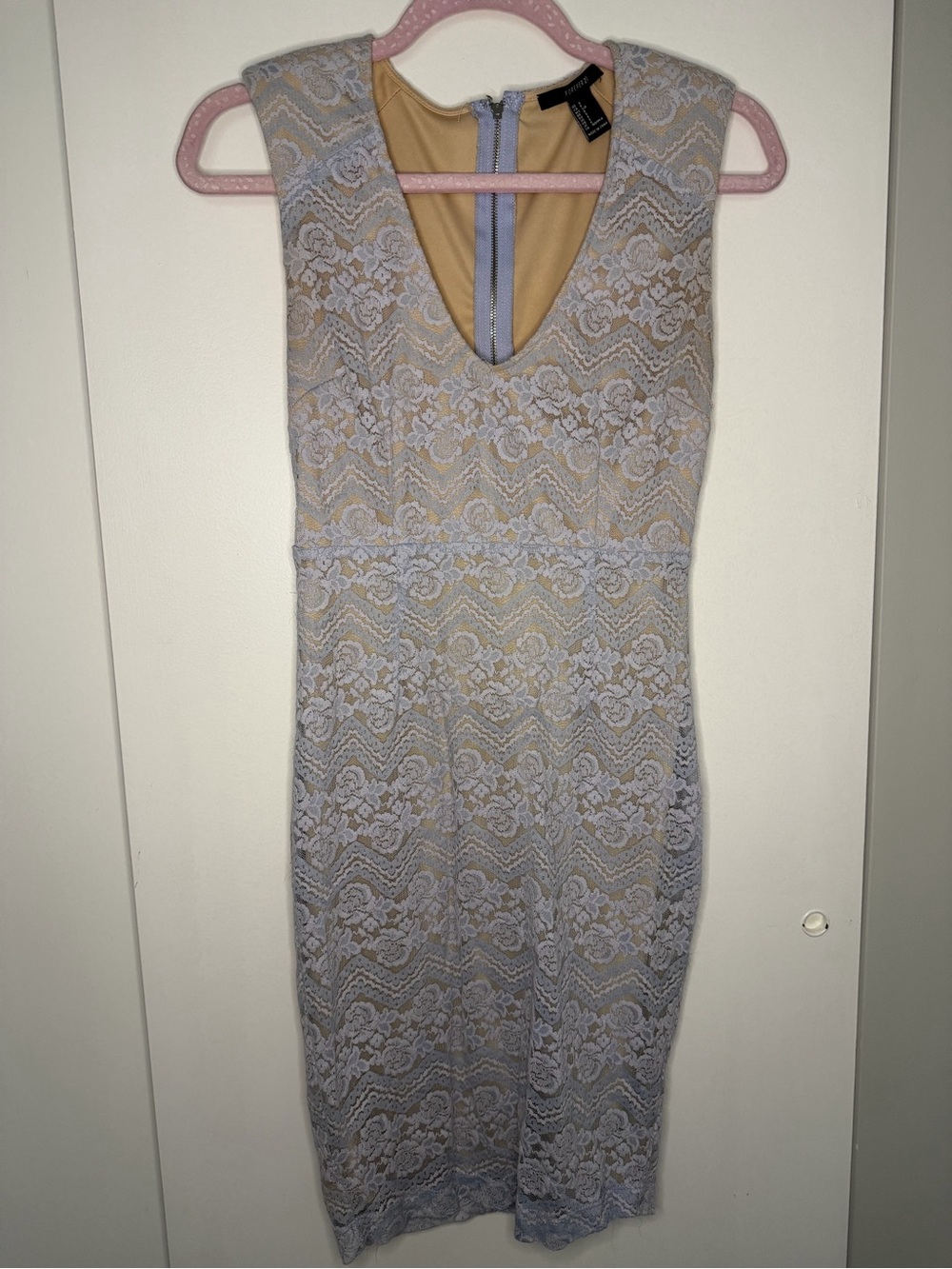 FOREVER 21 Lace-Overlay Sleeveless Sheath Dress in Light Blue